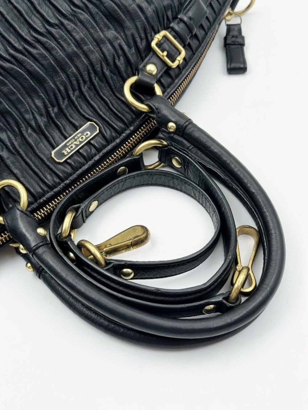 Coach Madison Gathered Leather Sophia Satchel Black Shoulder Crossbody Bag - Picture 6 of 12